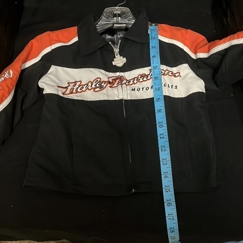 HARLEY Davidson- black and orange polyester full zip jacket